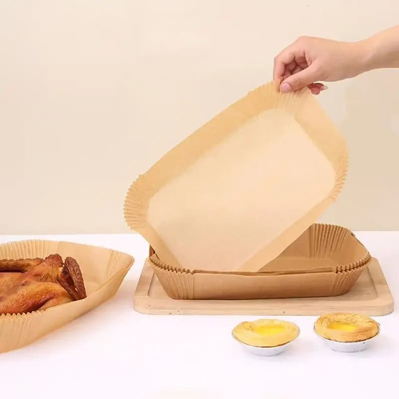 50pcs Rectangle Disposable Air Fryer Paper Non-Stick Airfryer Baking Paper Liner Oilproof Oven Pad Mat