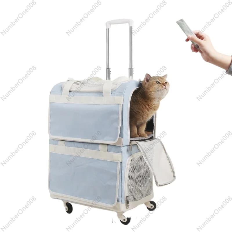 Gabbia per gatti traspirante per trasportino per animali domestici a doppio strato, spaziosa cassa da viaggio per cani