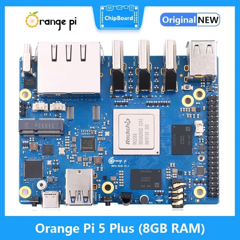 Scheda computer SSD esterna Wifi6-BT5.0 con modulo PCIE arancione Pi 5 Plus da 8 GB di RAM RK3588