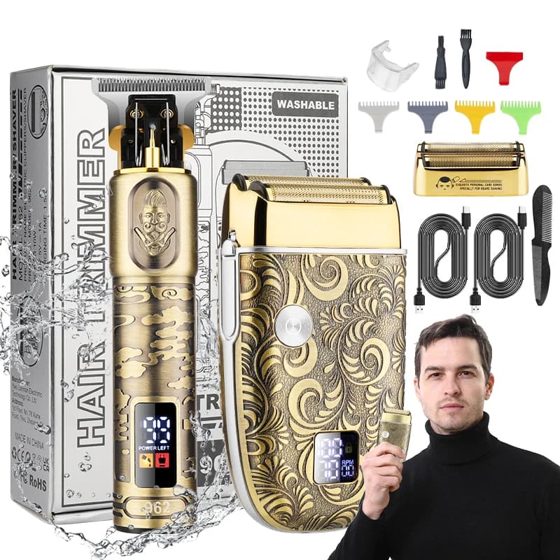 Amuliss 2024 Rechargeable 2 IN 1 Electric Shaving Shaving Shaft For Man Powerful Electric Shaver Head Bald Haircut