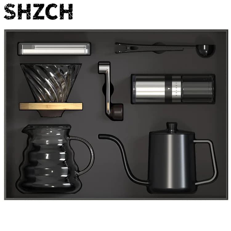 Custom Chinagama Coffee Set With Pour Over Coffee Maker Filter Kettle Ceramic Burr Manual Coffee Grinder
