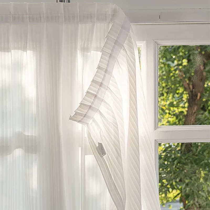 New Elegant Sheer Blinds with Hook-and-Loop Luxury No-Drill Vertical Sheer Panel Curtain Self-Adhesive Privacy Sheer Curtain