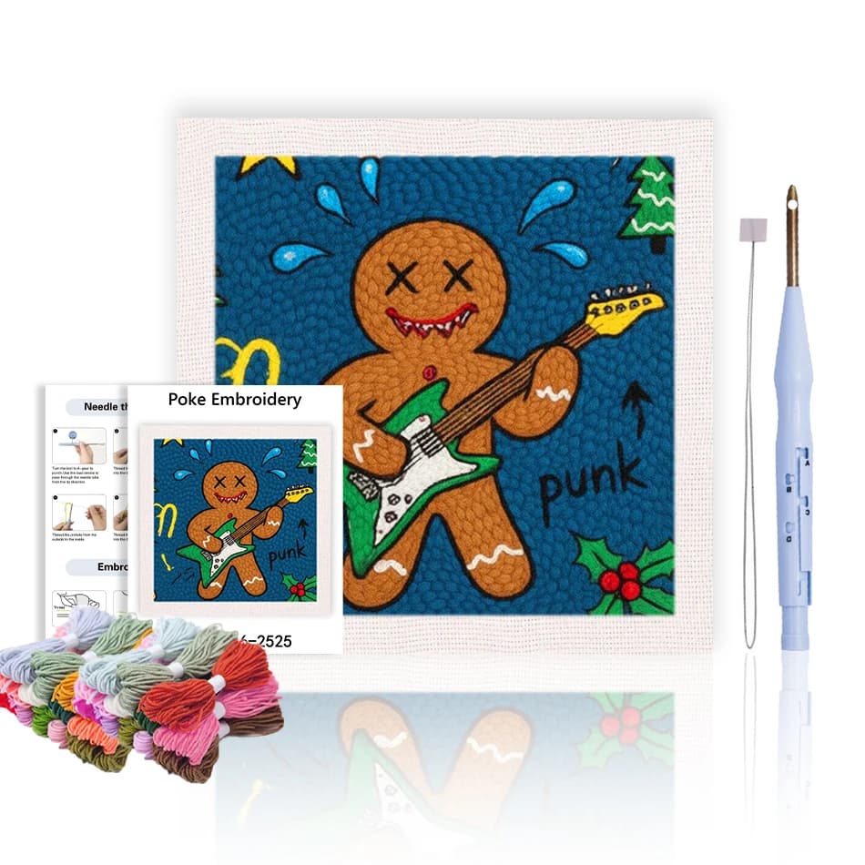 GATYZTORY punch needle embroidery frame Gingerbread man Christmas for needlework and creativity kit wooden embroidery hoops Yarn