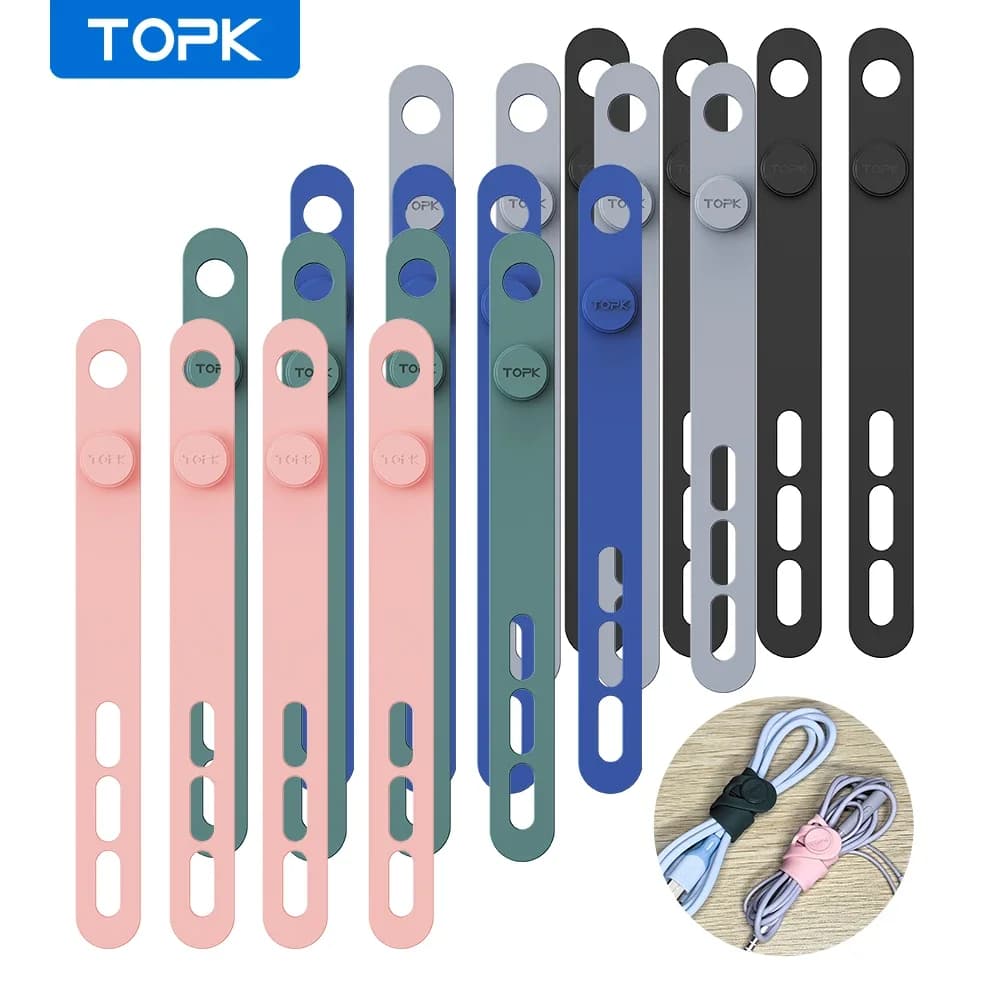 Silicone Cable Ties Assorted Color Reusable Heavy Duty Cable Organizer Management for Fastening Cords and Wires
