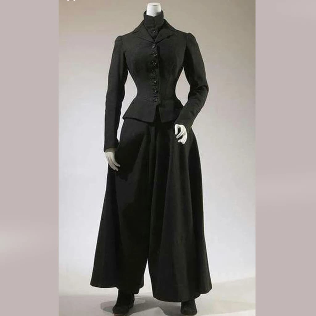 Women's Black Sports Clothing Victorian Edwardian Period Women's Dresses Victorian Riding Uniform Set Complete Customized