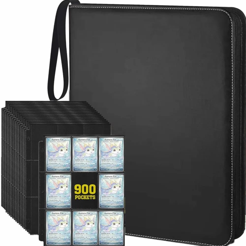 900 Pockets Card Binder Album With 50 Sheets 9 Pocket Double Sided Zip Trading Card Holder For TCG MTG Sports Game Pokemon Cards
