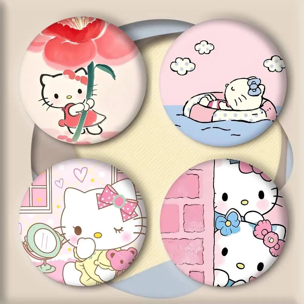 Cartoon Anime H-Hello K-Kitty Distintivi di gatto rosa Spilla rotonda di cartone animato Vestiti Zaino Accessori Lapelnd Laserh