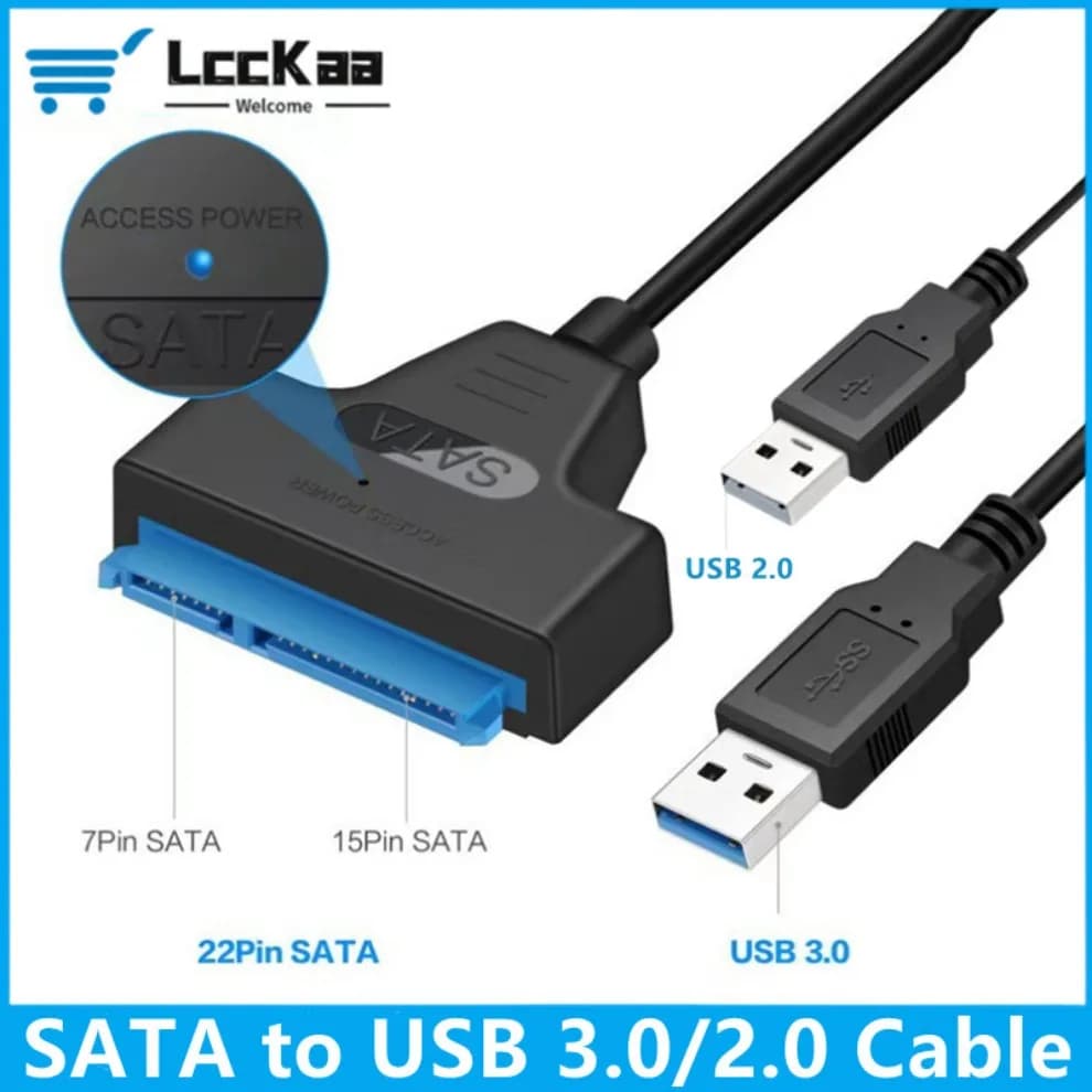 Cavo SATA a USB 3.0/2.0 per disco rigido SSD HDD esterno da 2,5 pollici Cavo SATA 3 a 22 pin Cavo USB 3.0/2.0 a SATA III fino a 6 Gbps