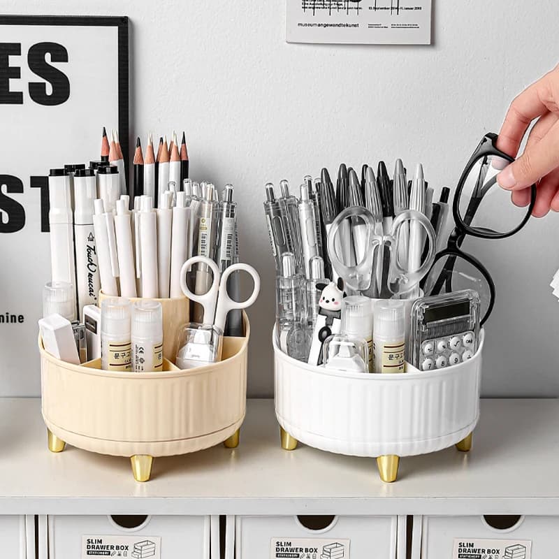 Desktop Rotating Makeup Brush Storage Box, Cosmetics Rack, Desktop Vanity, Eyeshadow Brush, Lipstick Box, Pen Holder