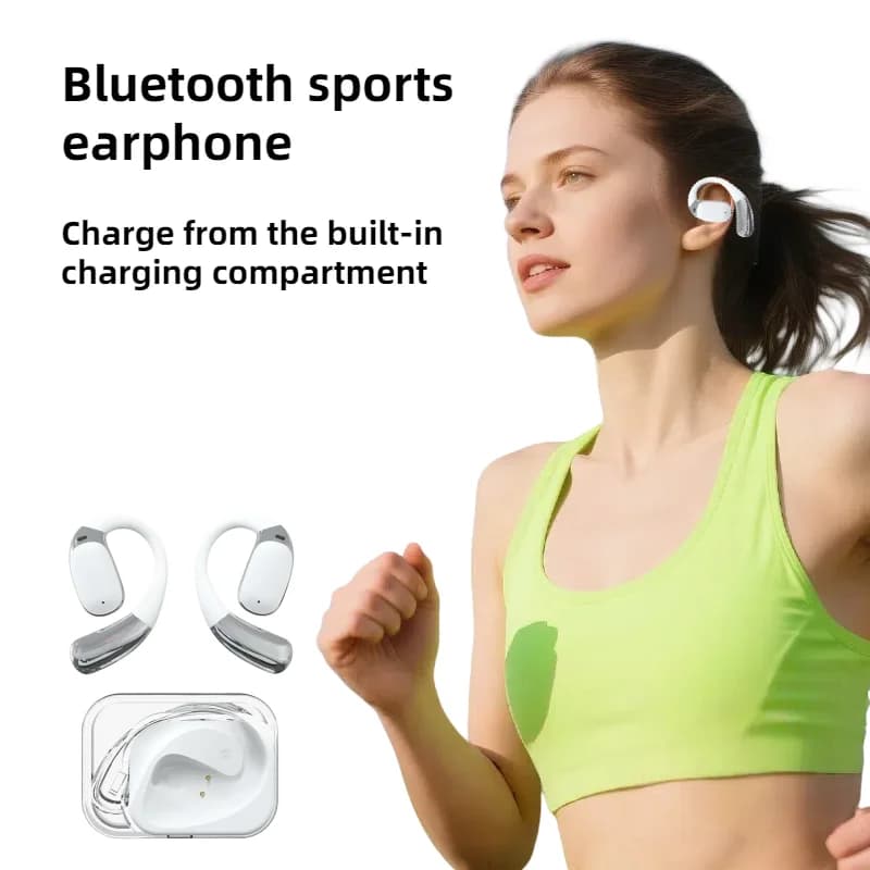 Bluetooth 5.4 wireless earphones with ear hooks Open Ear stereo headphones with clear call for racing and sports