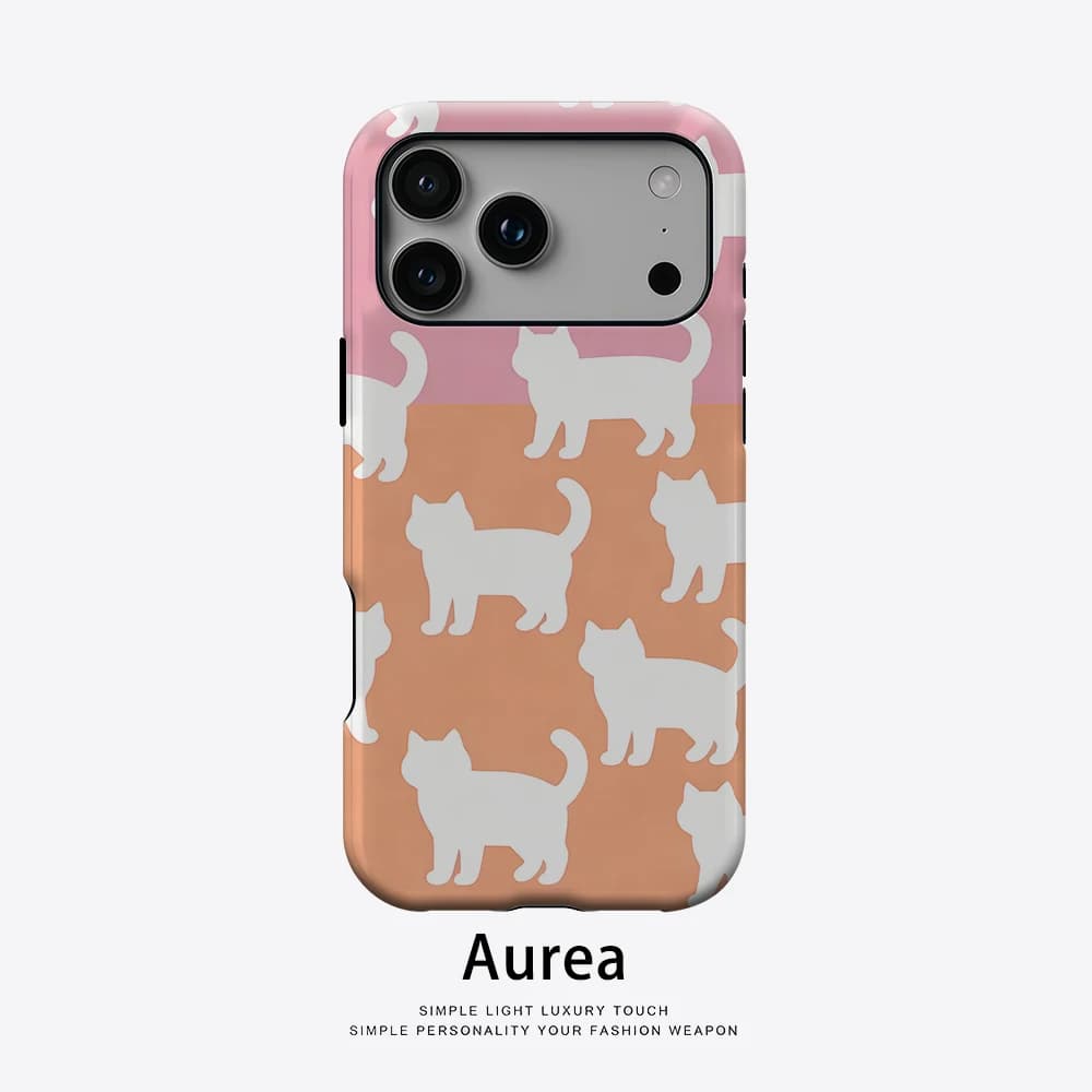 Custodia Aurea opaca antiurto per MagSafe per iPhone 17 16 15 14 Plus 13 Pro Max, cover rigida in PC con silhouette di gatto
