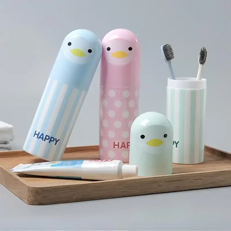 Simpatico cartone animato pinguino spazzolino tazza tazza da viaggio spazzolino portatile porta dentifricio porta spazzolino porta tazza scatola da bagno