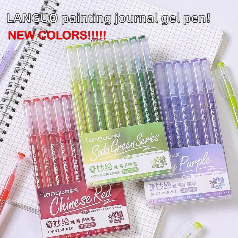 Languo 198/6 PCS Morandi Penna Gel Studente Diario Scrapbook Pittura Set di penne gel fai da te Libro da colorare Penna da disegno Materiale scolastico