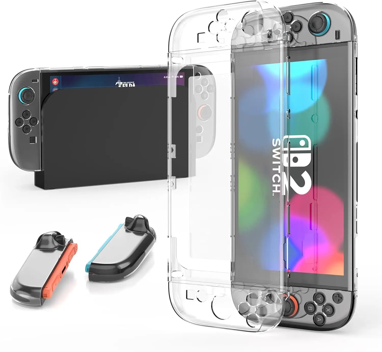 Custodia protettiva trasparente per Nintendo Switch 2 Accessorio per custodia in cristallo dockingabile con copertura trasparente Joycon staccabile