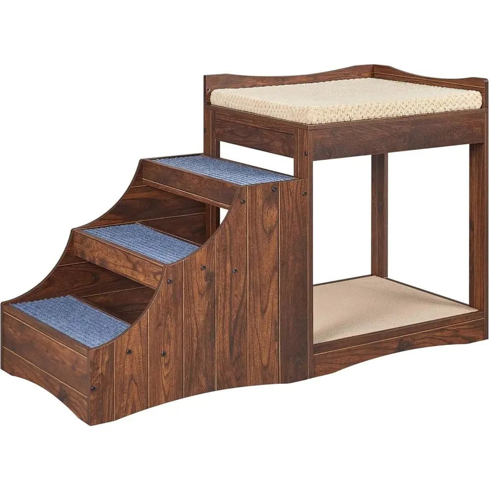 Multi-Level Pet Bunk Bed with Removable Step, Cushioned Platform, and Scratch Pad for Dogs and Cats, Suitable for Indoor Use