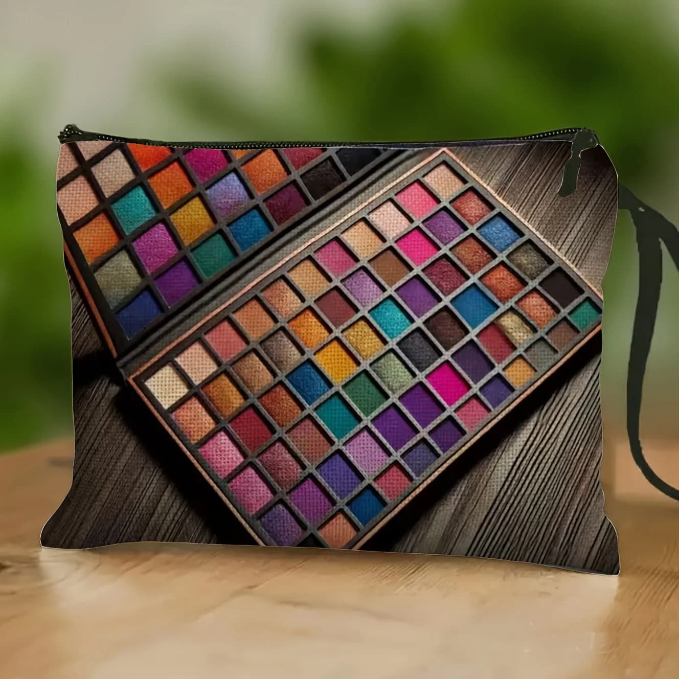 Borsa per Trucchi e Palette Ombretti con Pochette da Viaggio Portatile Testurizzata con Cerniera per Donna, Regali Estivi da Viaggio