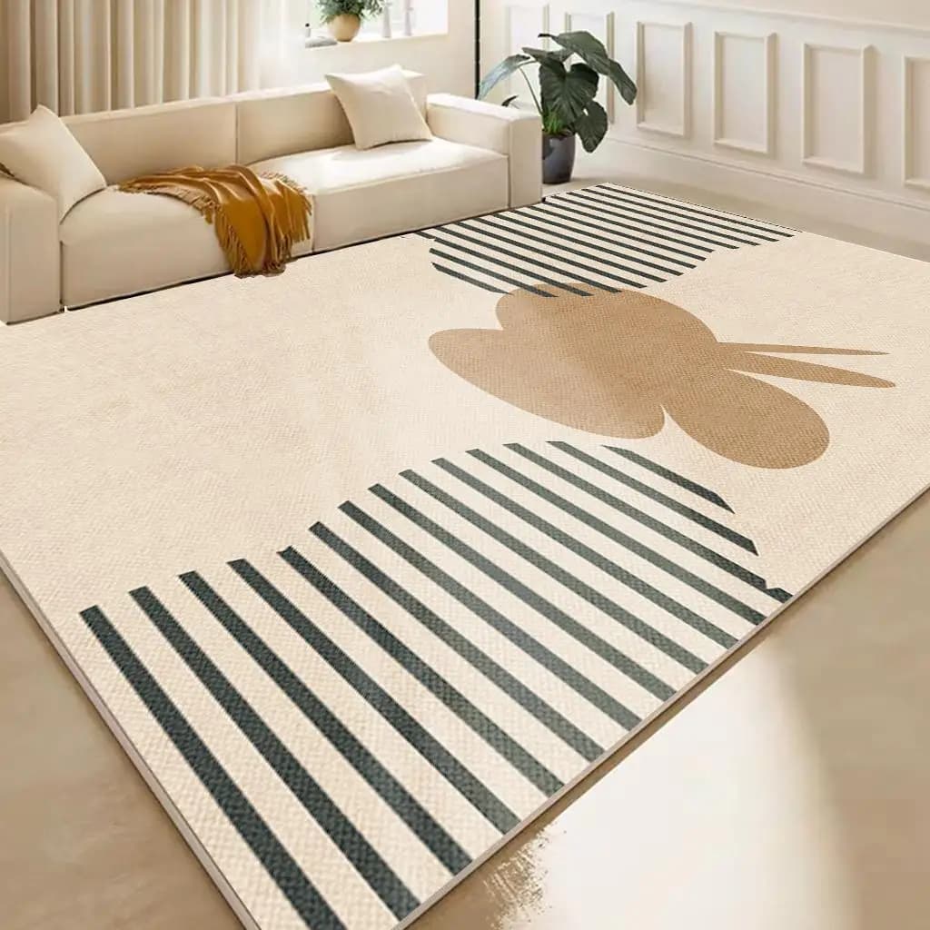 VIKAMA Nordic Minimalist Style Living Room Carpet, Non-Slip and Easy-to-Clean Mat for Bedroom and Walk-In Closet Home Decor