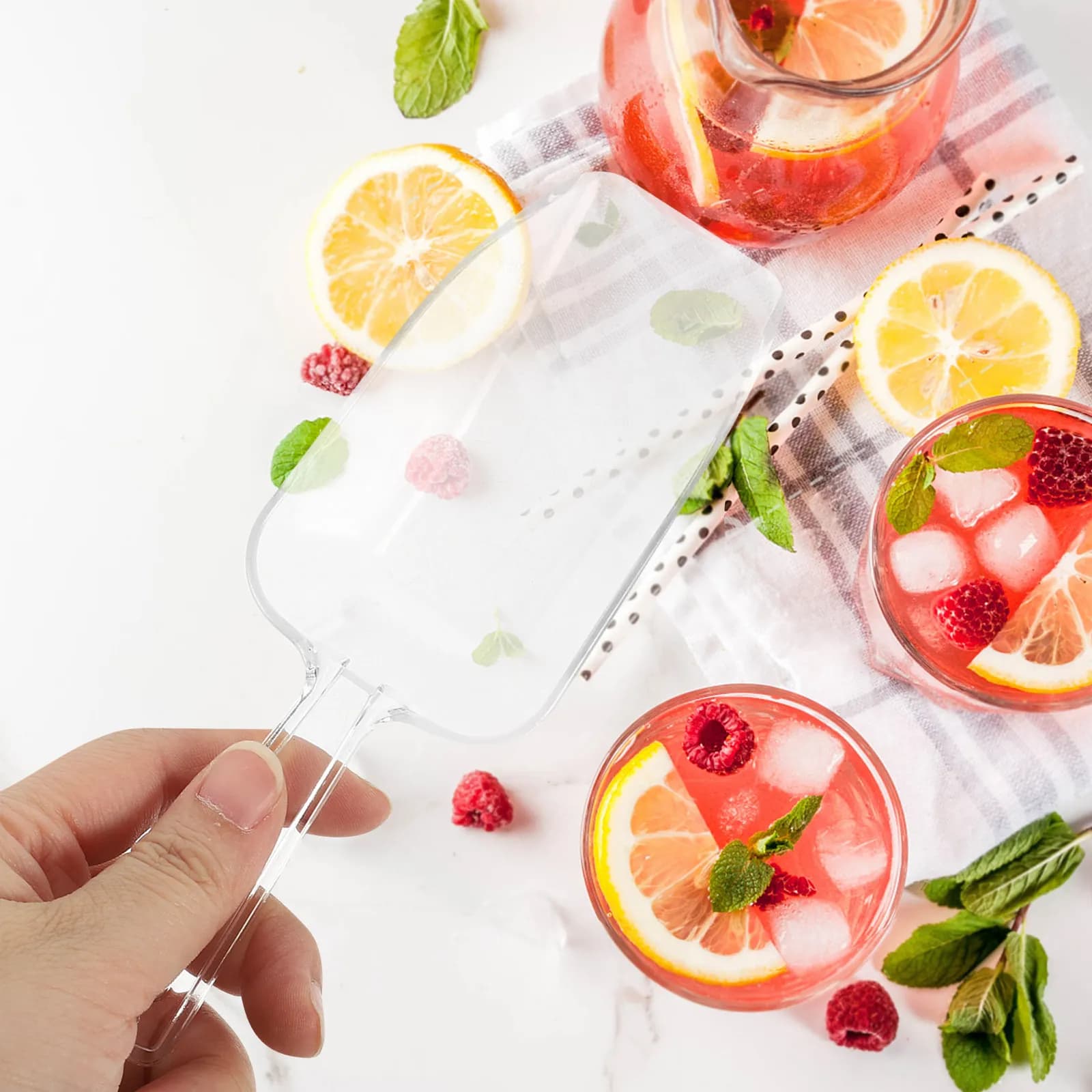 Set di 5 Paletta per Ghiaccio in Plastica Trasparente, Piccole Palette Manuali per Buffet, Dessert Bar, Gelato, Proteine in Polvere, Catering per Matrimoni, Cibo per Animali