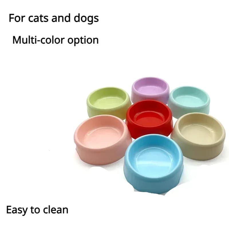Ciotola per cani in plastica per animali domestici in tinta unita ciotola per cibo per gatti rotonda singola ciotola per cani ecologica addensata forniture per animali accessori per cani