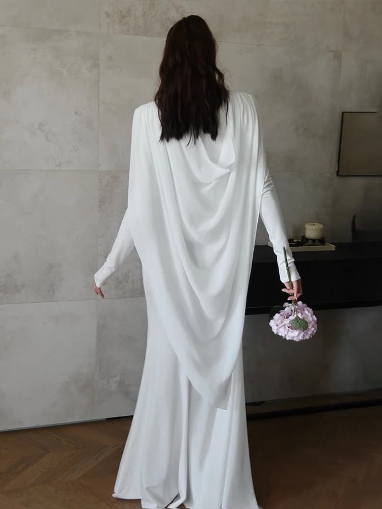 Strano Puss Elegante Scialle Patchwork Abito da Donna Swing Fasciatura Increspato Nuovo Stile Serata Sexy Prom Party Stretch Slim Maxi Aderente