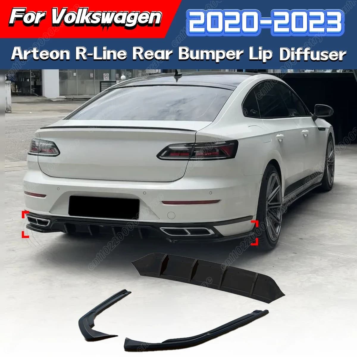 Rear bumper Lip for Volkswagen Arteon R-Line 2020 2021 2022 2023+ Spoiler Diffuser Blade Rear Encirclement Editing Kit