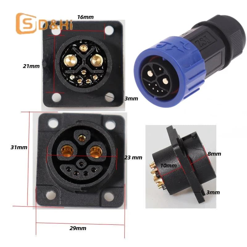 1Pcs 50A Energy Lithium Electric Bicycle Male Female Charging Port M23 2+1+5 Battery Connector Motorcycle Charger Plug Socket