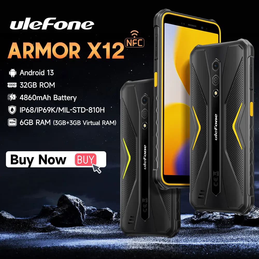 Ulefone Armor X12, Android 13, fino a 6GB (3GB+3GB) di RAM, 32GB di ROM, 4860mAh, 13MP, 5.45" 4G NFC, Versione Globale
