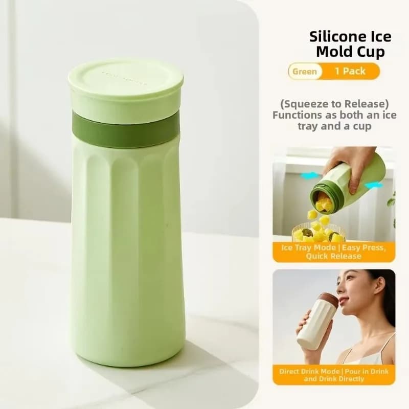 Tazza in Silicone Riutilizzabile con Funzione di Spremitura, Vassoio Congelatore Fai-da-te per Soda o Acqua, Cubetto Refrigerante per Campeggio e Fitness