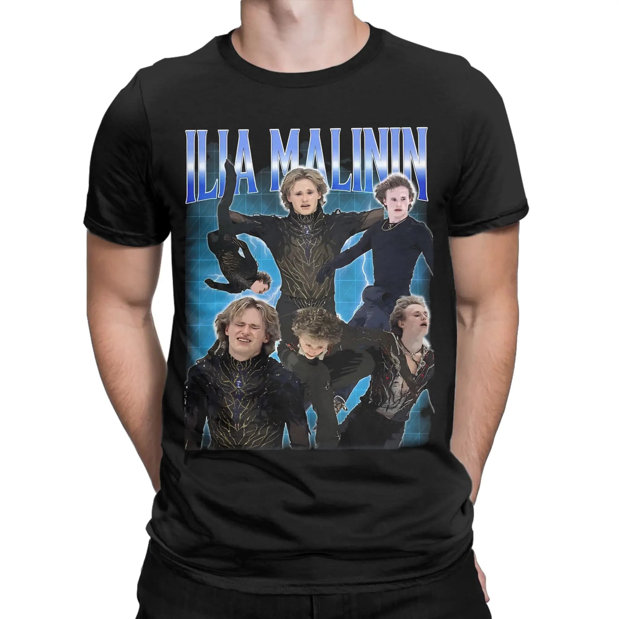 Quad Jump Ice Skating Ilia Malinin Abbigliamento T-shirt unisex T-shirt in puro cotone con stampa