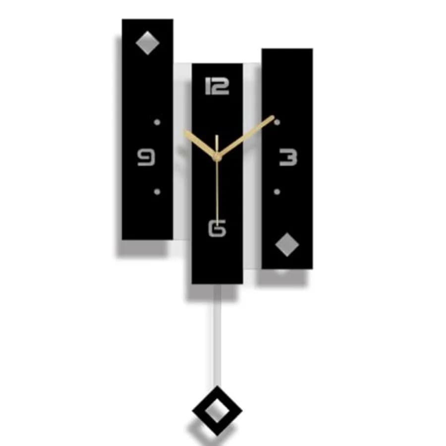 Orologio a Pendolo Moderno Creativo Silenzioso Grande in Bianco e Nero, Decorazione Silenziosa per Casa, Cucina, Soggiorno, Ufficio