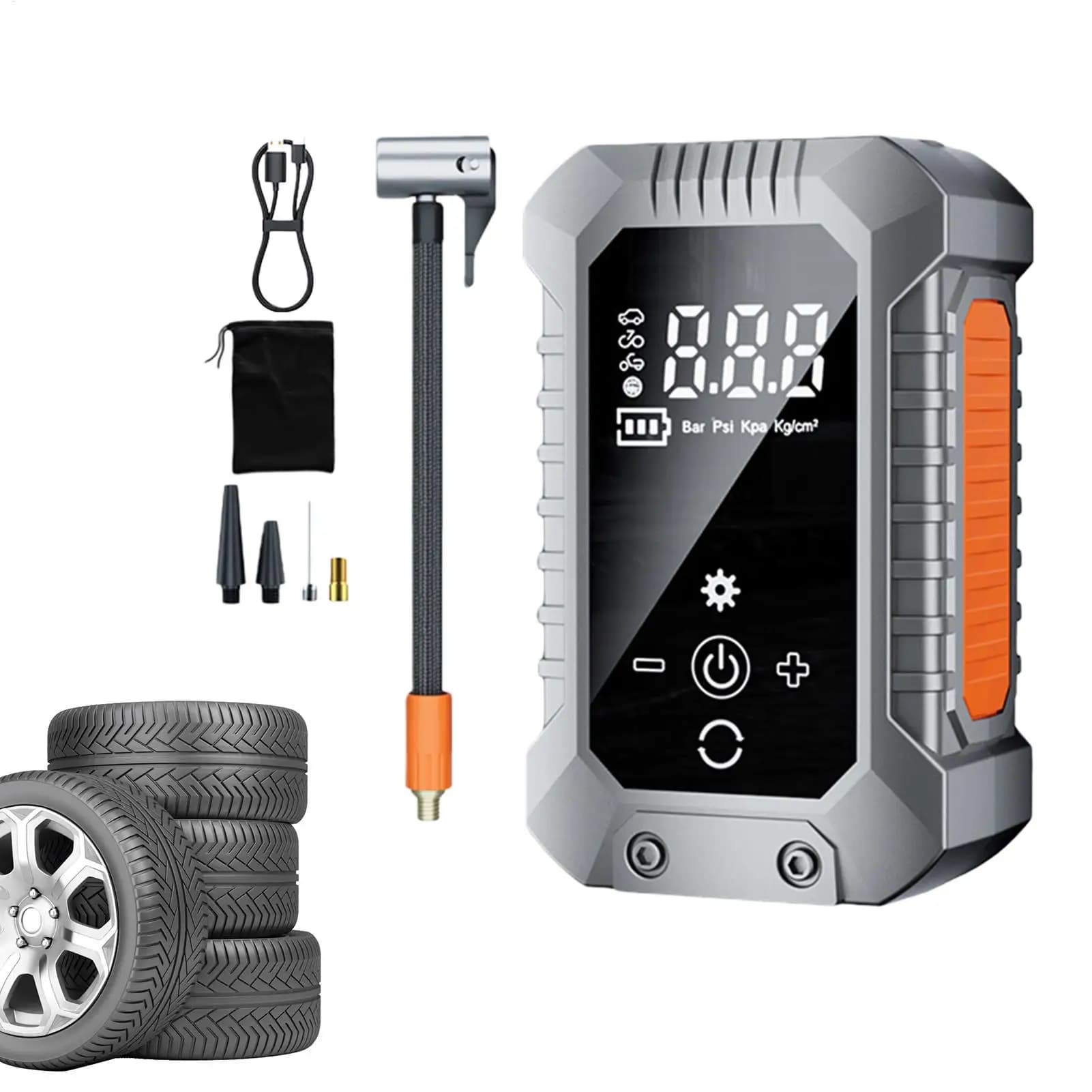 Pompa d'aria per pneumatici per auto con manometro digitale Pompa d'aria portatile Piccolo compressore per bici Berlina SUV Palline Giocattoli gonfiabili