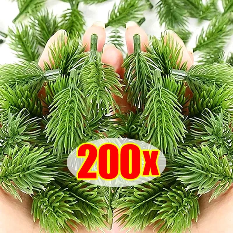 200/10 pezzi aghi di pino artificiale pianta verde di Natale ramo di pino piante finte albero di Natale fai da te ghirlanda ornamenti decorazioni per la casa