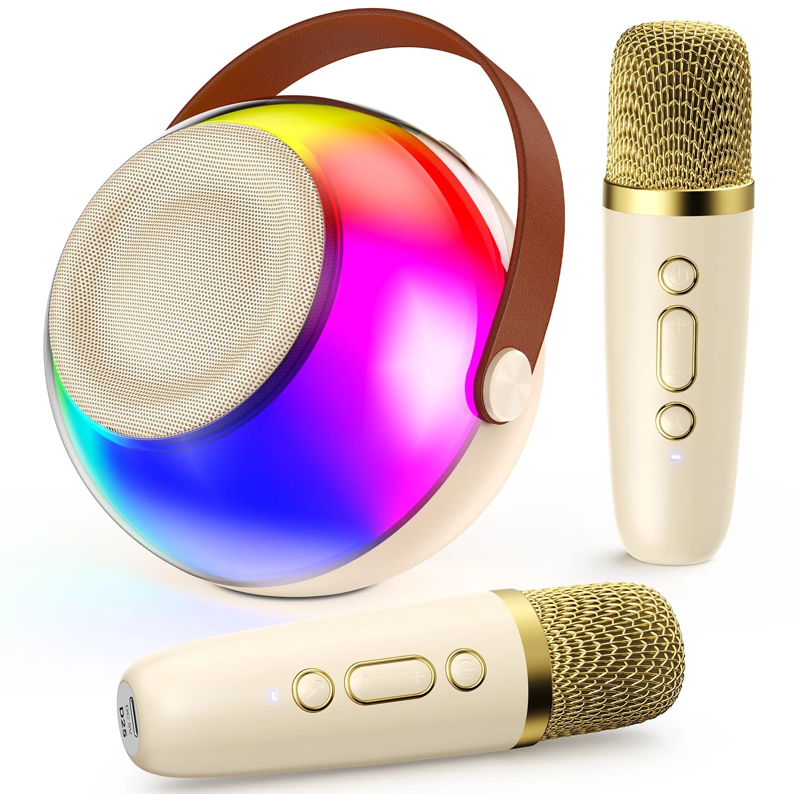 Macchina per Karaoke Portatile con Bluetooth, 2 Microfoni Wireless per Adulti e Bambini, Altoparlante per Karaoke, Regalo di Compleanno per Feste in Famiglia