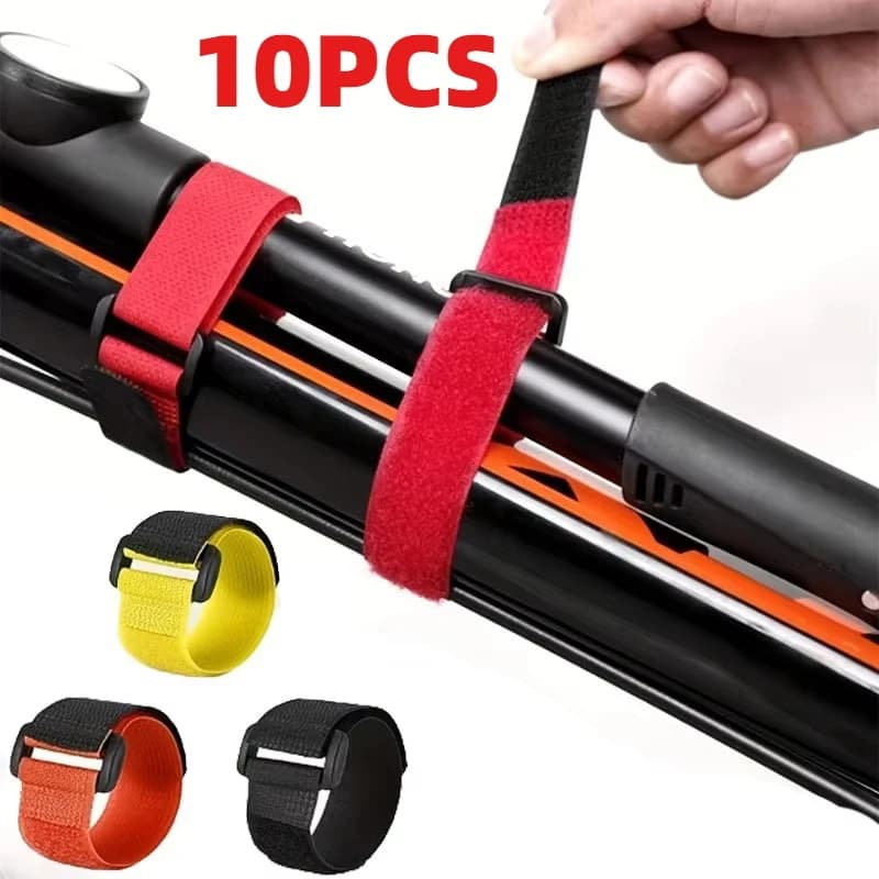 Set da 10 Pezzi di Cinghie Riutilizzabili per Canna da Pesca con Gancio e Anello, Fascette di Fissaggio per Canna da Pesca, Accessorio per Pesca all'Aperto