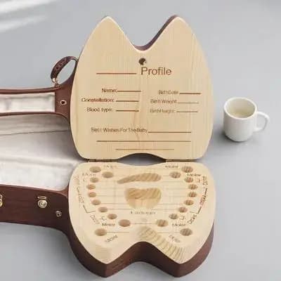 Scatola Portadenti per Bambini con Coperchio, Contenitore per Denti Decidui con Scomparti Etichettati, Ricordo per la Fata dei Denti