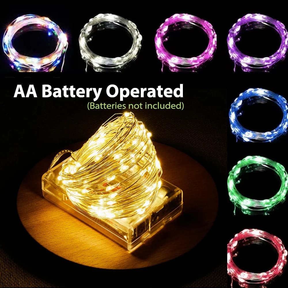 3M 5M 10M AA Luci a stringa LED a batteria Lucine argento per ghirlanda di Natale Decorazione di nozze per feste Illuminazione natalizia