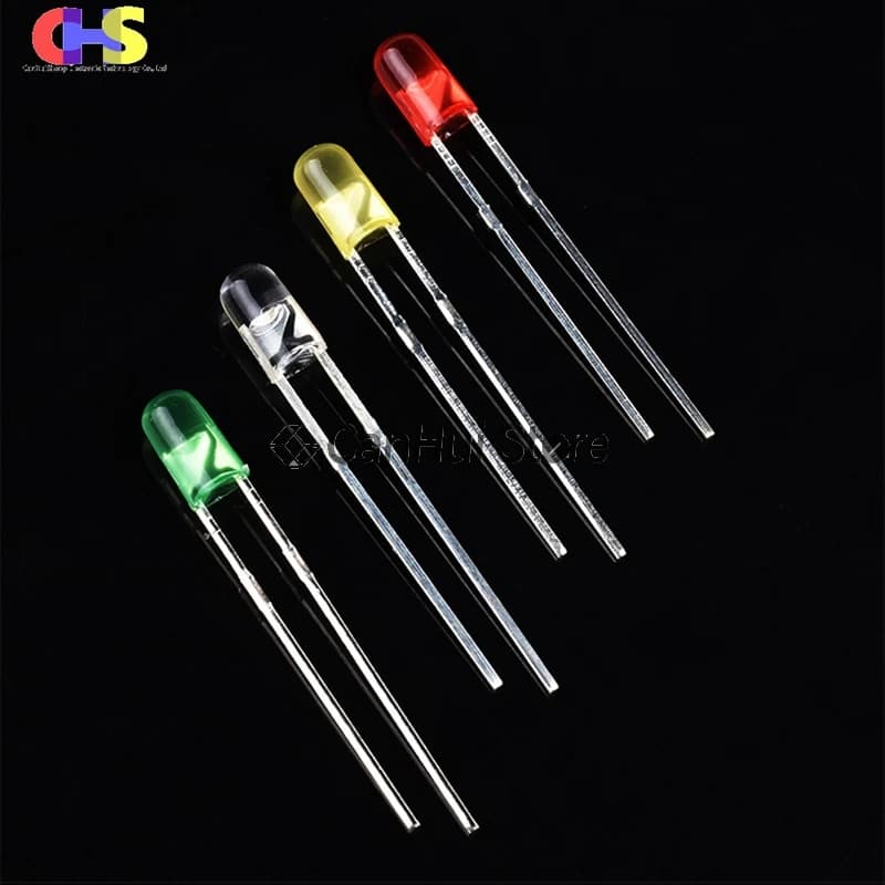 100 pz 3mm LED senza bordo Diodo luminescente Rosso Blu Verde Bianco Giallo Gamba corta 18mm Uso per tastiera meccanica