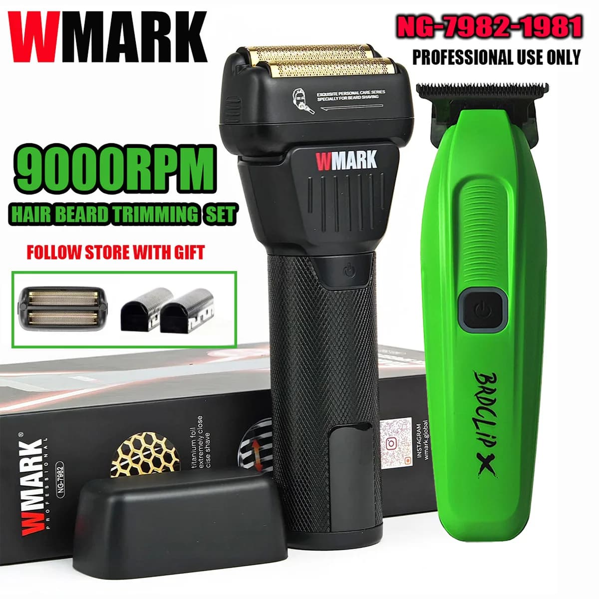WMARK Men's electric shaver 9000 rpm Barba Cutting Razor Professional haircut Trimmer Set for use in salon