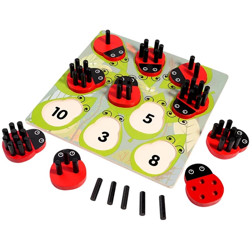 Gioco di conteggio del bastoncino della coccinella Giocattoli matematici Montessori per i più piccoli che imparano i numeri e le quantità Giocattoli educativi sensoriali abbinati