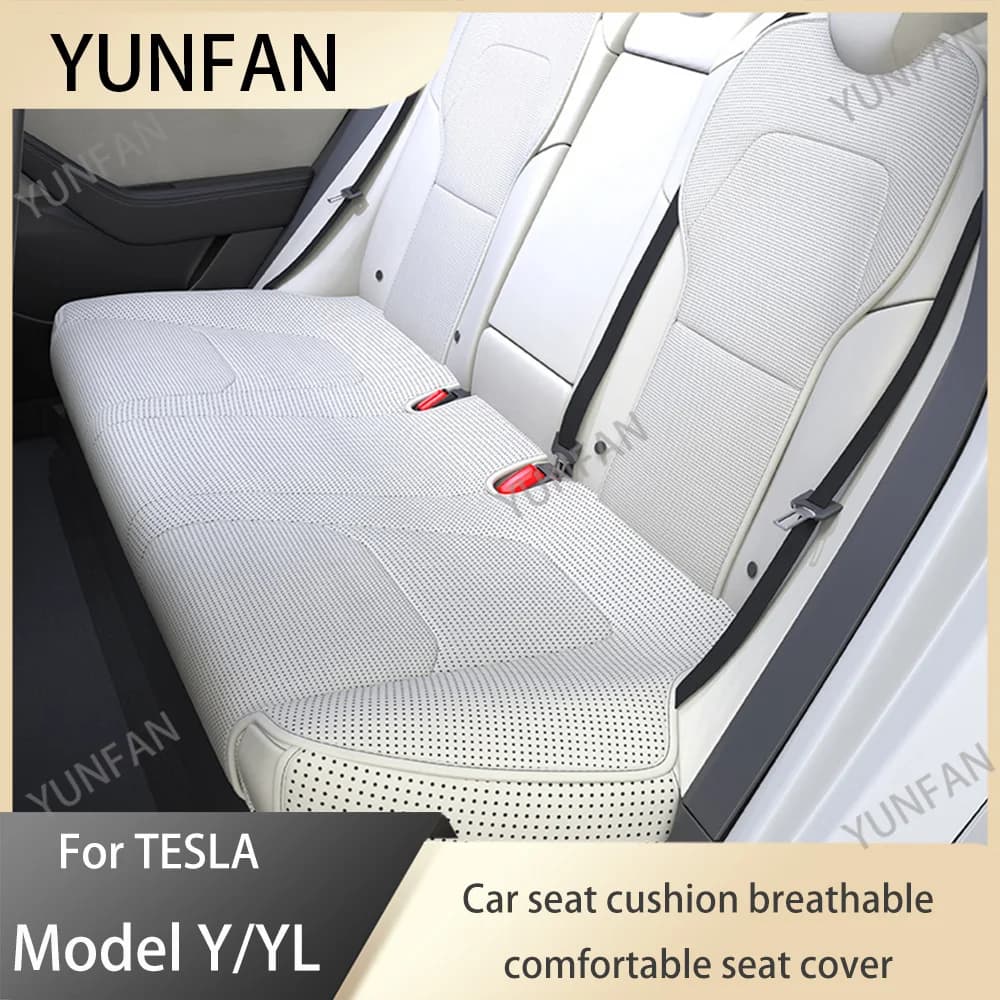 Comfortable Ventilated PU Seat Cushion, Split Rear Single Seat & Back Cover Full Kit for Tesla Model Y YL Juniper 2025+