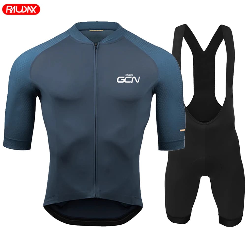 Raudax Gcn Men's Short Sleeved T-shirt Set Ropa Cycling Hombre Summer Cycling Clothing Set Shorts with Triathlon Saddles Bike Uniforms