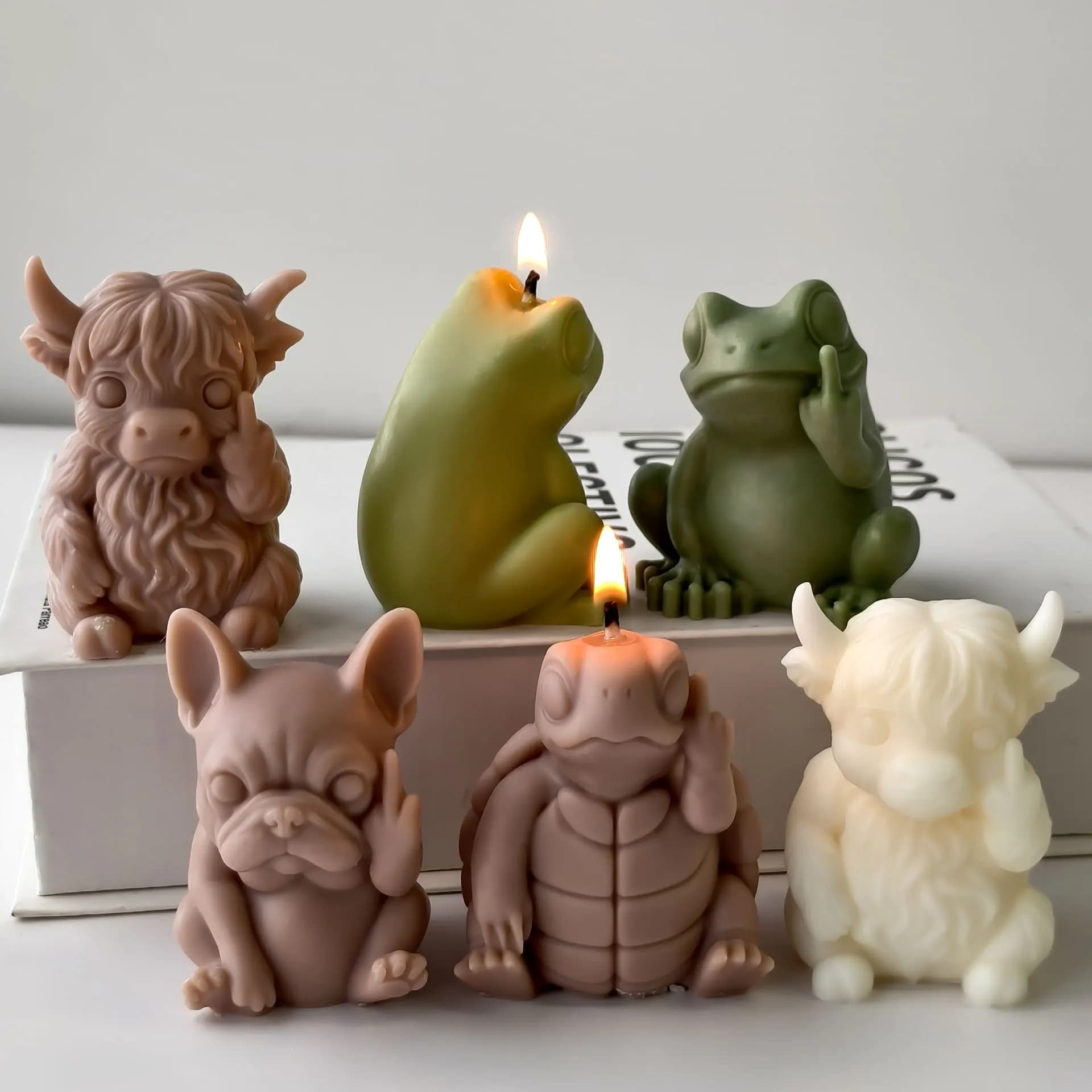 Stampo in Silicone 3D per Candele a Forma di Animali, Stampo per Cera a Forma di Cane e Rana, Decorazione in Gesso, Artigianato, Diffusore di Aromi per Casa, Creazione di Regali