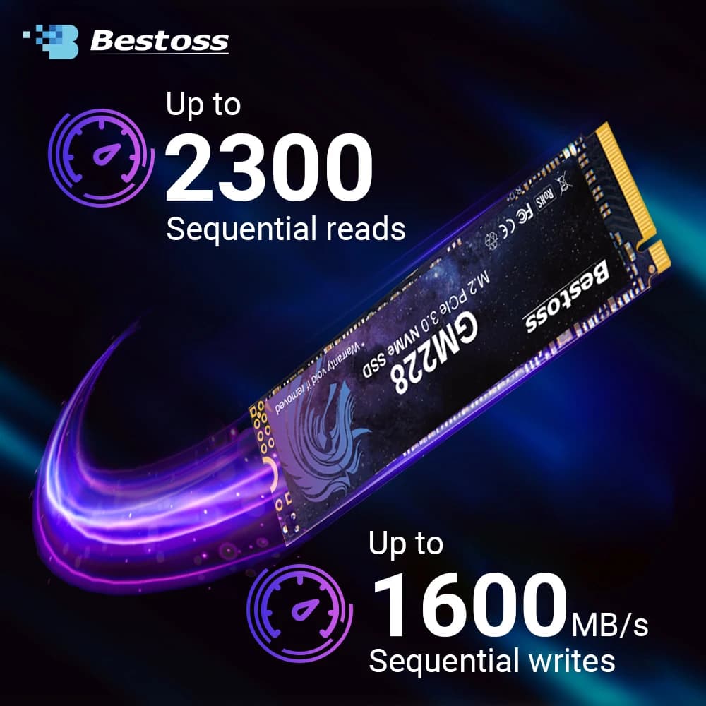 Bestoss M2 2280 NVMe SSD M.2 PCIe3.0x4 SSD 128G 256GB 512GB 1TB 2TB Disco rigido interno per laptop desktop