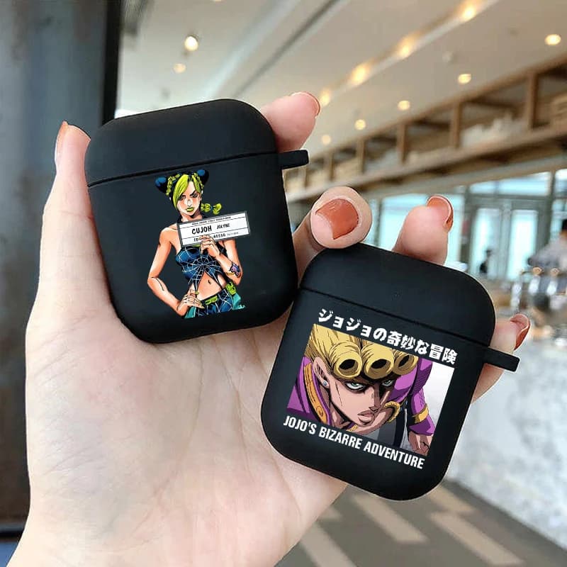 Le bizzarre avventure di JoJo JoJo Anime Custodia morbida in silicone TPU per AirPods Pro 1 2 3 4 Custodia nera per auricolari Bluetooth senza fili