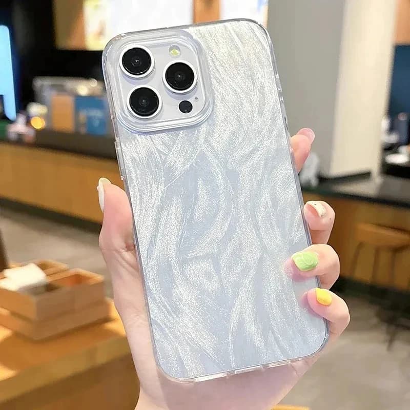 Custodia per telefono OPPO Reno 15, Reno15 F, Reno15 Pro, 14, Reno14 Pro, Reno14Pro, con texture effetto piuma e onde d'acqua, flessibile, quadrata