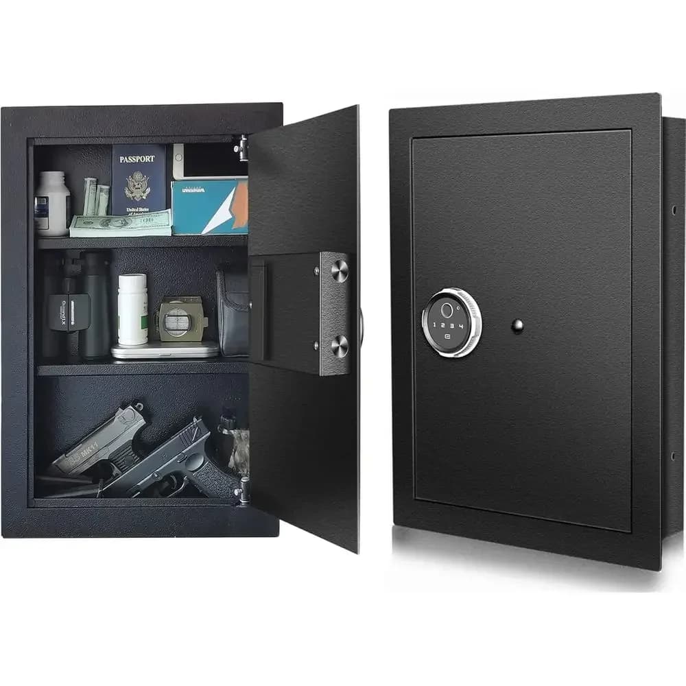 Cassaforte Biometrica da Parete, Accesso Nascosto con Impronta Digitale, Contenitore a Muro per Casa, Ufficio o Hotel, Protezione per Armi da Fuoco, Documenti