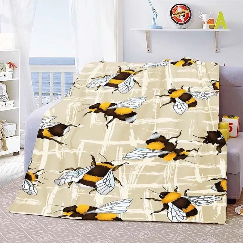 Bee Animal Insect Cute Pattern flanella coperta da tiro Super leggera confortevole morbida e calda coperta Decor Kids Teen Travel Gift