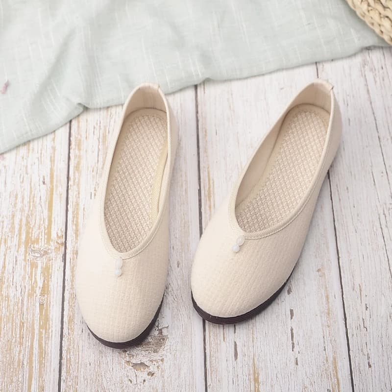 Scarpe Tradizionali a Fondo Piatto Stile Pechino, Calzature Casual da Donna, Tacco Basso, Punta Rotonda, Suola Adesiva, Colore Unico