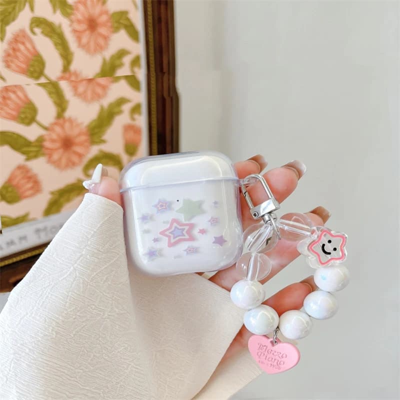 Kawaii Colorful Star Soft Clear TPU Wireless Earphone Case For Apple AirPods 4 1 Pro 3 2 Generation Protective Silicone Cover