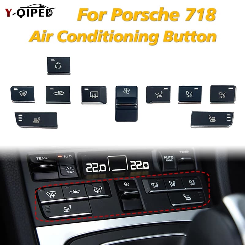 Dashboard Air Conditioning Switch AC Button Cover For Porsche 718 Karmann Boxster 2013-2025 Porsche 911 2012-2018 Center Control